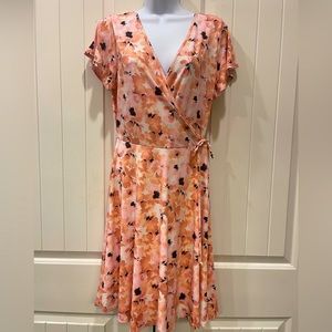 Kaileigh soft pink floral wrap dress